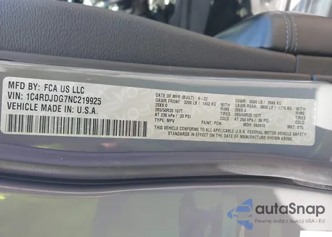 2022 Dodge Durango Gt from USA, damaged, VIN 1C4RDJDG7NC219925